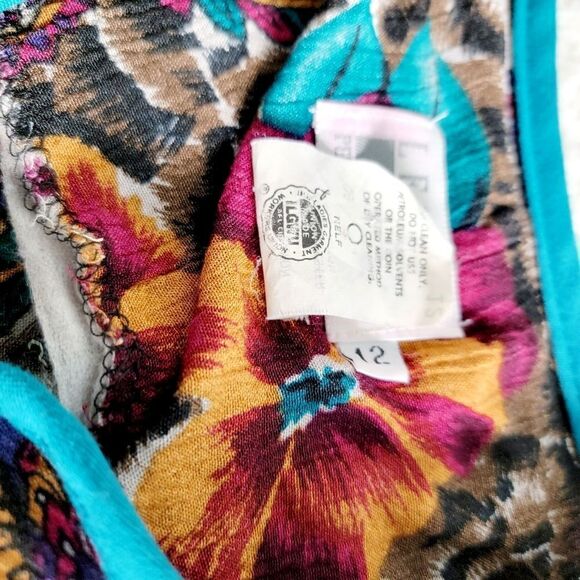 Vintage 1970s blouse button paisley floral leopard print 6 8 - Picture 5 of 11